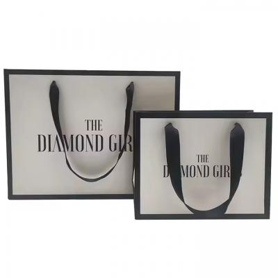 Grocery Packaging Bags Cosmetics Perfume Recyclable Gift Bag With Ribbon Handle