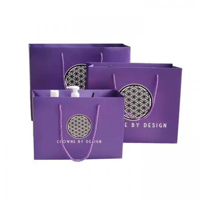 Elegant Purple Art Gift Paper Bags Retail Clothing Boutique Paper Shopping Bag