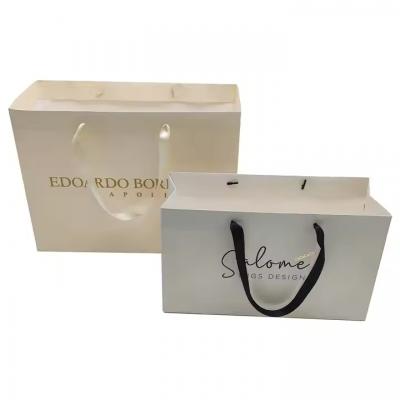 Packaging Gift Bag With Ribbon Handle Cream Shopping Paper Bags for Swimwear Lingerie