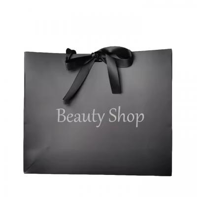 Luxury Black Shopping Paper Bag Boutique Gift Paper Packaging Shopping