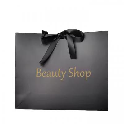Luxury Black Matte Cardboard Shopping Paper Bag Shopping Tote Gift Premium Paper Bags