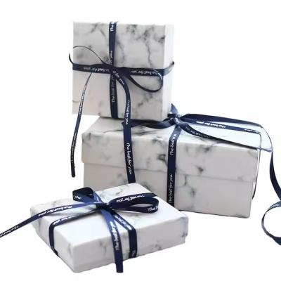 2-pieces Gift Box Matte Lamination Ribbon Closure Rigid Box