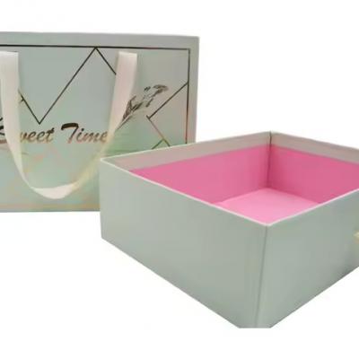 Sliding Packaging Gift Box Shoes Clothing Drawer Box With Ribbon Handle
