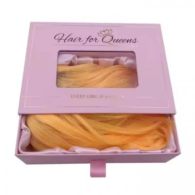 Luxury Pink Slide Drawer Hair Bundle Box With Satin Wig Insert for Bundles