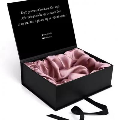 Gift Magnetic Box With Satin Fabric Luxury Hair Cardboard Box With Mirror