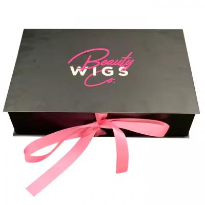 Black Magnetic Wig Paper Cardboard Box Magetic Packaging Gift Box