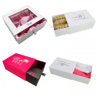 Custom Drawer Box White Paper Cardboard With Satin Gifts Box for Wig