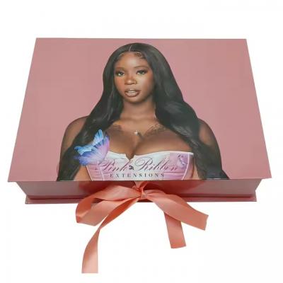Luxury Rigid Cardboard Hair Extensions Wig Clothes Packaging Satin Lining