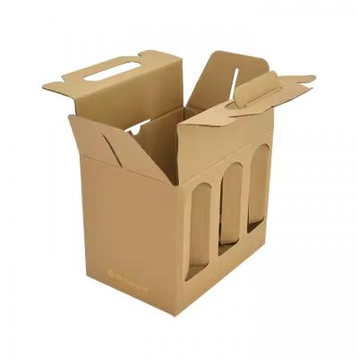 Sturdy Folding Kraft Corrugated 4 6 Pack Soda Beer Holder Beer Bottle Juice Carrier Box