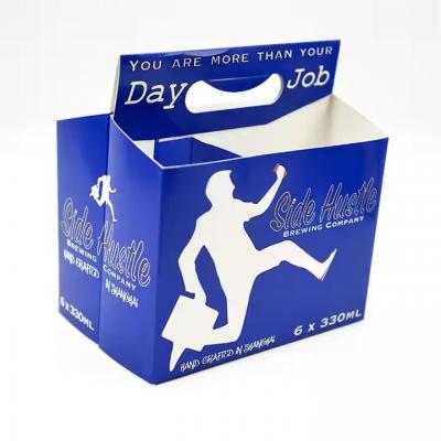 Custom Foldable Plain White 6 Pack Corrugated Cardboard Beer Bottle Carrier