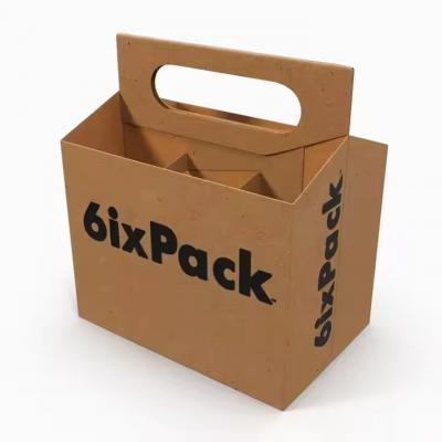 Cardboard 6 Bottle Beer Carriers Recycled Six Pack Wine Packing Box with Handle