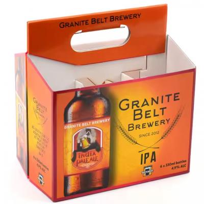 Six Pack Paper Cardboard Foldable Bottle Holder Carrier With Handle