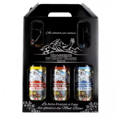Custom 3 Pack Beer Carrier Cardboard Wine Bottle Gable Handle Gift Box