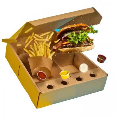 Burger Box Fish and Chips Food Box with Insert Takeway Kraft Paper Fried Chicken Box