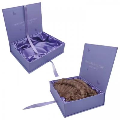 Magnetic Closure Box Hair Extension Packaging With Satin Silk Insert