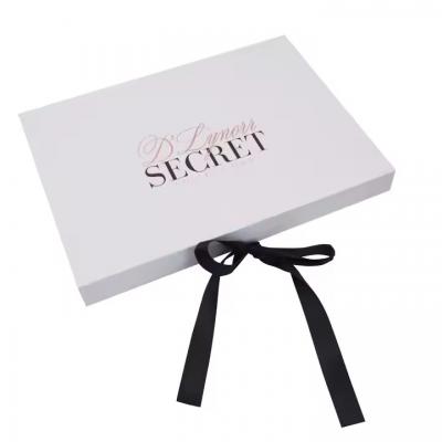 Custom Luxury White Gift Box With Ribbon Bow Hair Paper Packaging Box