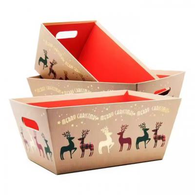 Custom Printed Paper Christmas Gift Tray Holder Container