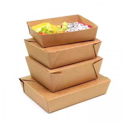 Kraft Paper Box Takeaway Food Tray Foldable Chinese Food Packaging