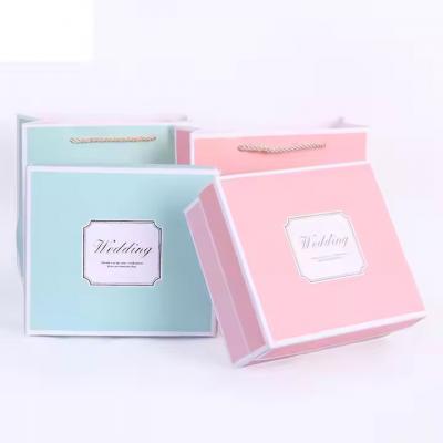 Recyclable Wedding Gift Bag Luxury Square Paper Packaging Wedding Candy Gift Box