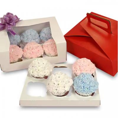 White Pink Tinted Marble Cupcake Donut Half Sheet White Boxes With Windows